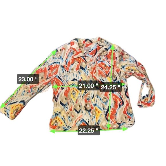 Chico's Colorful Artsy Button Up Denim Jacket Sz XL - Picture 6 of 7